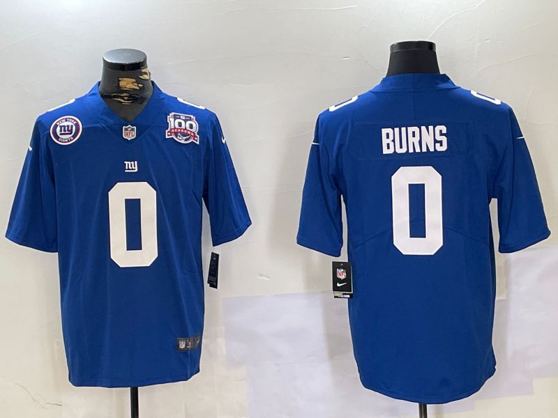 Men New York Giants #0 Burns Blue 2024 Nike Vapor Limited NFL Jersey style 6